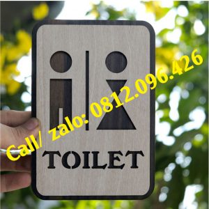 Biển chỉ dẫn wc bằng gỗ, biển wc nam nữ, restroom, toilet